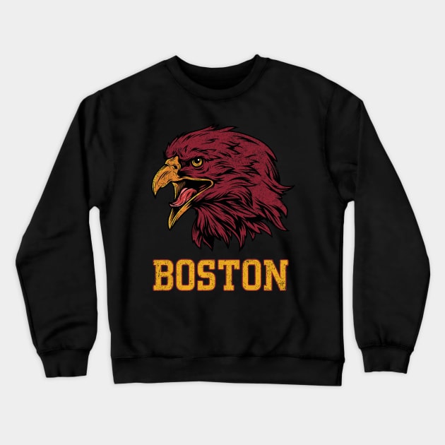 Funny Vintage Eagle Face Head Boston Gameday Of Football Crewneck Sweatshirt by cytoplastmaximume